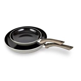 2pc Non Stick Ceramic Pans (Color: black)